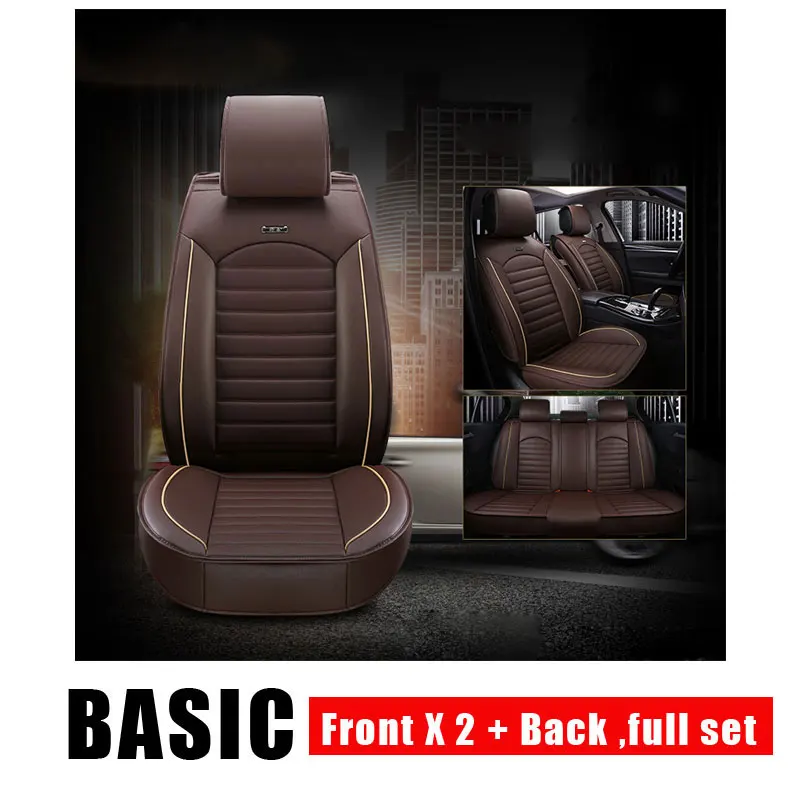 basic front and rear Универсальный из искусственной кожи чехлы для сидений автомобиля Alfa Romeo 147 156 159 166 Giulia Giulietta Mito Stelvio защитное покрытие автомобильного сиденья - Название цвета: basic front and rear