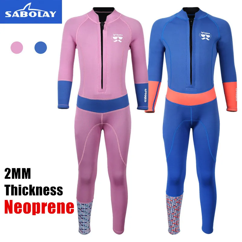 Детский неопреновый костюм для дайвинга теплый гидрокостюм с длинным рукавом 2