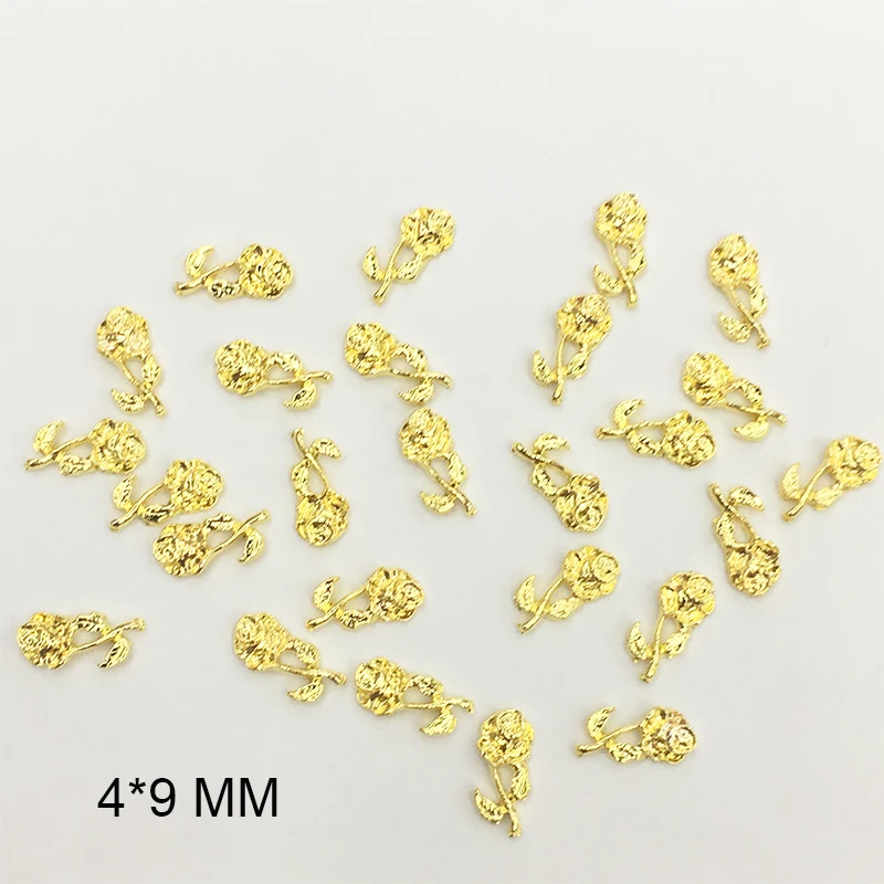 LEAMX 50 шт./пакет 4*9 мм с золотым розовые блестки для ногтей украшение 3D цветок Форма