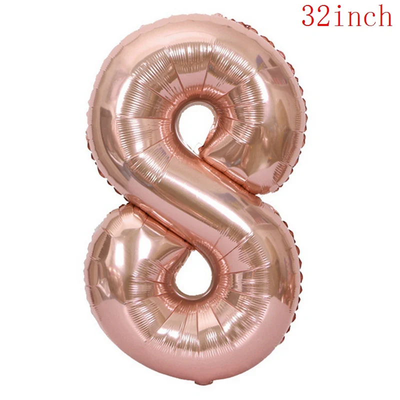 32inch Foil Number 8 Розовое золото конфетти латексные шары набор звезда сердце воздушный шар из фольги День Рождения украшения Дети Свадьба баллон детский душ принадлежности - Цвет: 32inch Foil Number 8