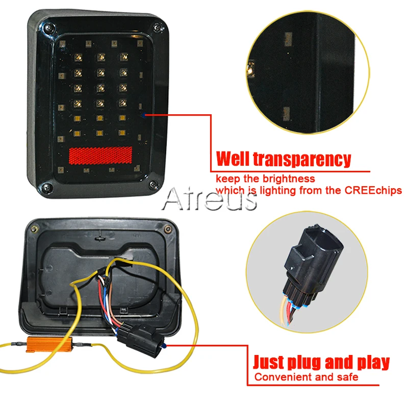 Atreus для Jeep Wrangler Аксессуары 1 пара Автомобильный светодиодный задний фонарь