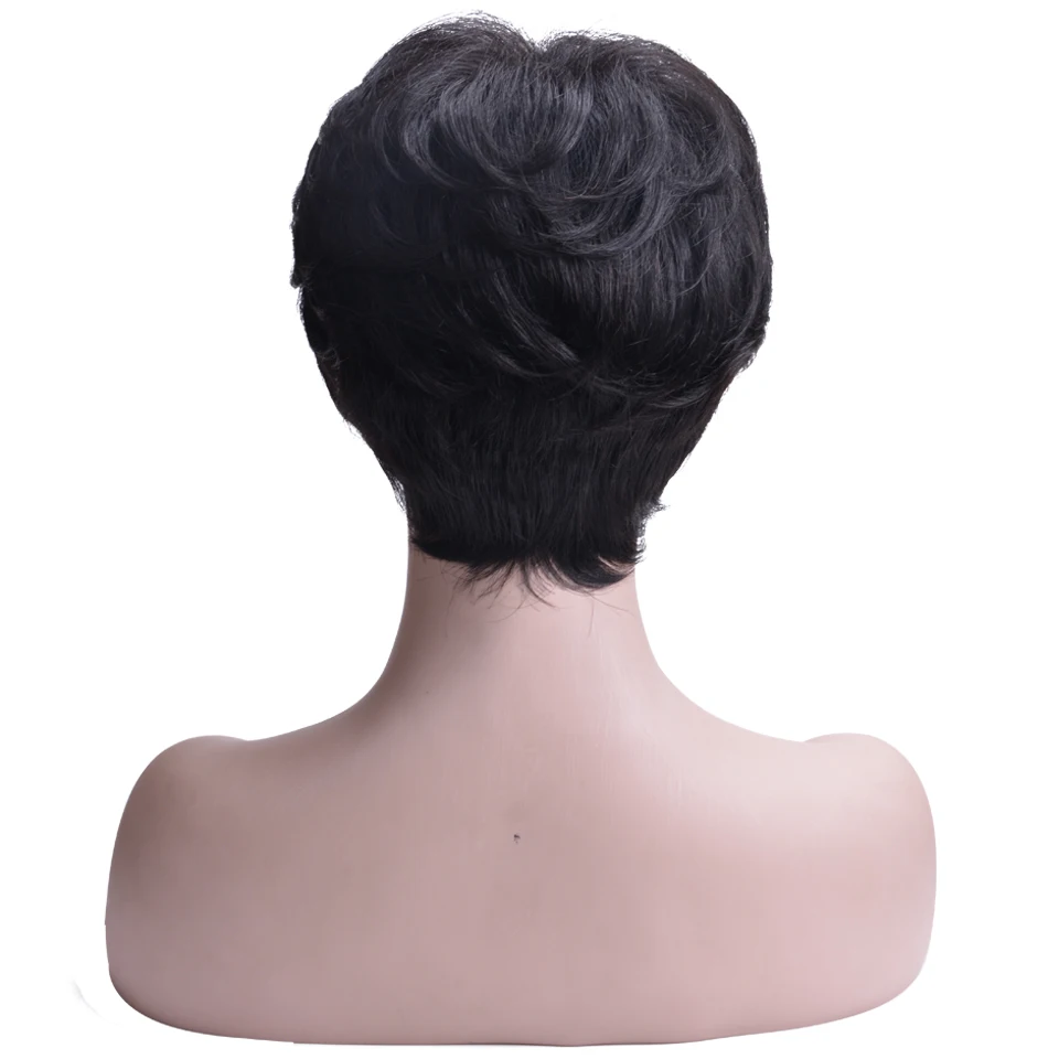 Short Human Hair Wigs With Baby with bangs Brazilian wavy Bob Wig For Black Women Remy | Шиньоны и парики