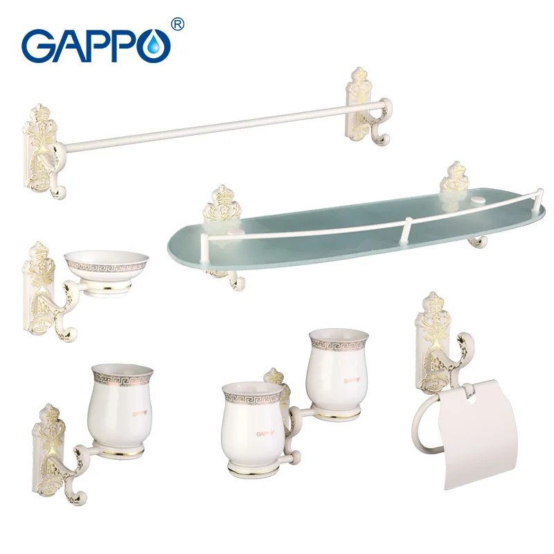 Gappo 6 шт./компл. Аксессуары для ванной комнаты мыльница двойной Зубная щётка держатель Бумага держатель Полотенца бар Стекло полки для ванной SetsG35T6
