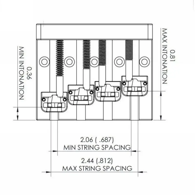 Хипшот KickAss бас мост 4-String Retrofits Badass бас-черный