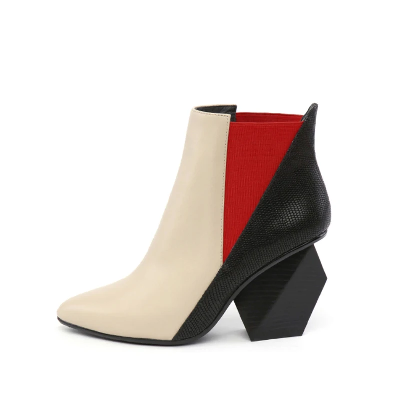 Коричневые ботинки Челси Разноцветные ботильоны из натуральной кожи с острым