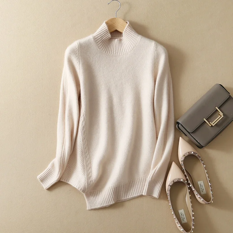 Фото Sweater Thick Winter Pullovers Cashmere Wool Semi Turtleneck Knitted for Women Женская одежда Sweater Thick Winter Pullovers Cashmere Wool Semi Turtleneck Knitted for Women Женская одежда