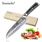 SUNNECKO Премиум 7 дюймов нож Santoku Дамасская сталь японский VG10 ядро лезвие кухонные ножи G10 Ручка острый нож шеф-повара мяса