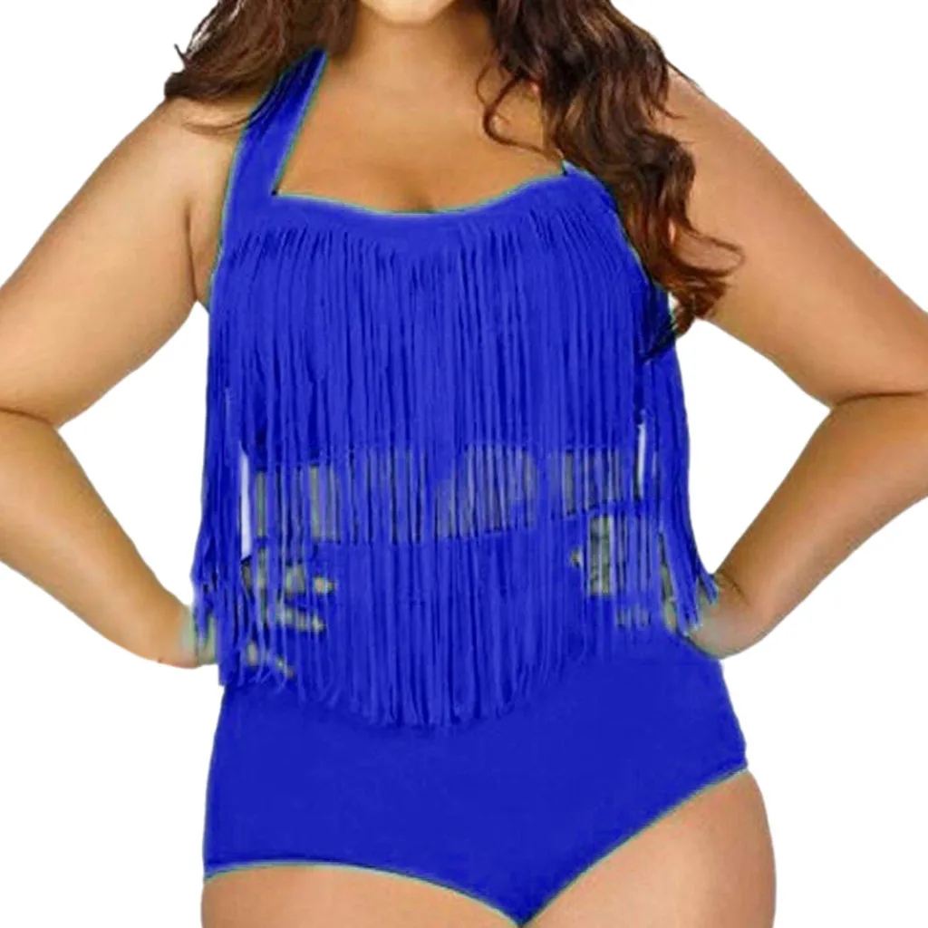 Женский купальник-бикини большого размера с кисточками Пляжная купальная одежда