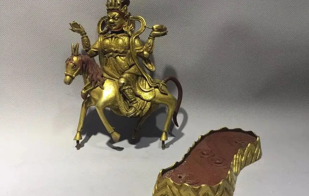 Бесплатная доставка Китай античный Тибет Gilt Palden Lhamo Laksmi протектор статуя