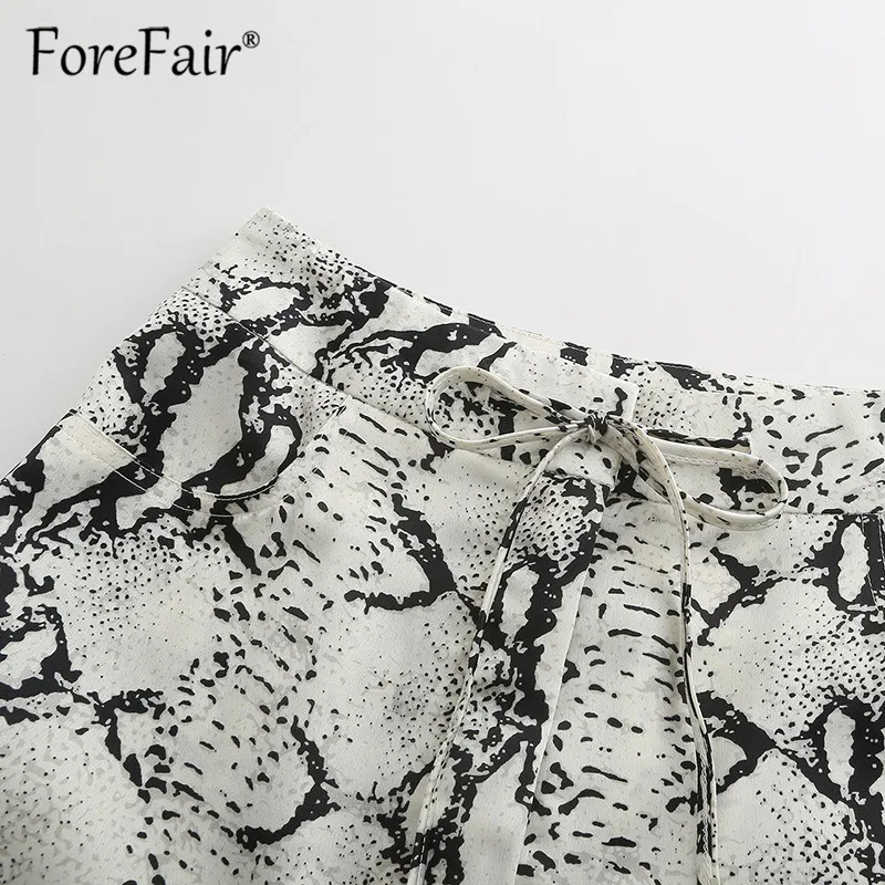 Forefair женские брюки с принтом змеи 2019 весна осень элегантные на шнурке плюс размер