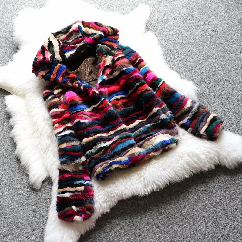 Настоящая Натуральная шуба из натурального меха норки с капюшоном Женская