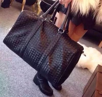 kanye west woven large travel bag knitted genuine leather handbag luggage bags commercial travel duffle handmade luxury