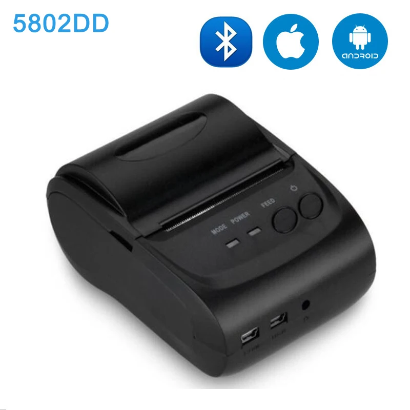 5802DD Portable Mini Bluetooth Printer Thermal Receipt Printer Pocket Ticket Machine For Mobile Phone Android iOS PC 58mm - Цвет: 5802DD