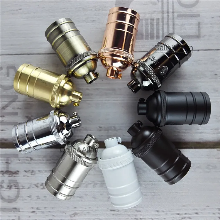 Матовый черный бронзовый Держатель для светильников из 100% латуни UL E27 винтажная