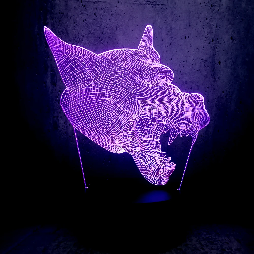 Светодиодная лампа в виде головы волка собаки 3D с дистанционным управлением