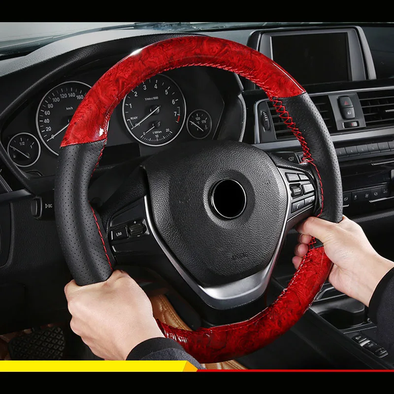 NEW DIY Steering Wheel Cover With needles and thread Wood Leather Hand Stitching Sewing Car Auto Steering-Wheel Case Covers | Автомобили и