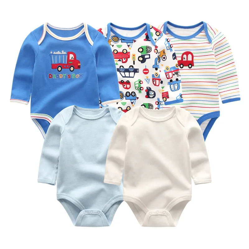 baby boy clothes5202 Г. 5 шт./лот, Детский комбинезон с длинными рукавами, модная однотонная хлопковая одежда с круглым вырезом и рисунком для маленьких девочек Одежда для мальчиков Roupa de bebe - Цвет: baby boy clothes5202