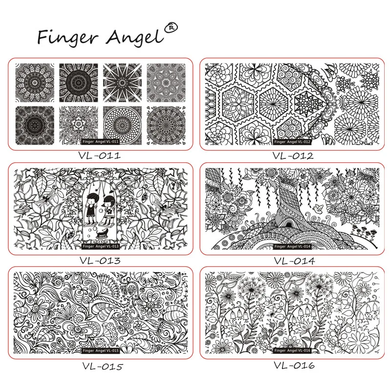 Finger Angel 1 шт. пластины для штамповки ногтей 6*12 см штамп изображения пластины прекрасная Корона бабочки узоры ногти маникюрный шаблон инструмент