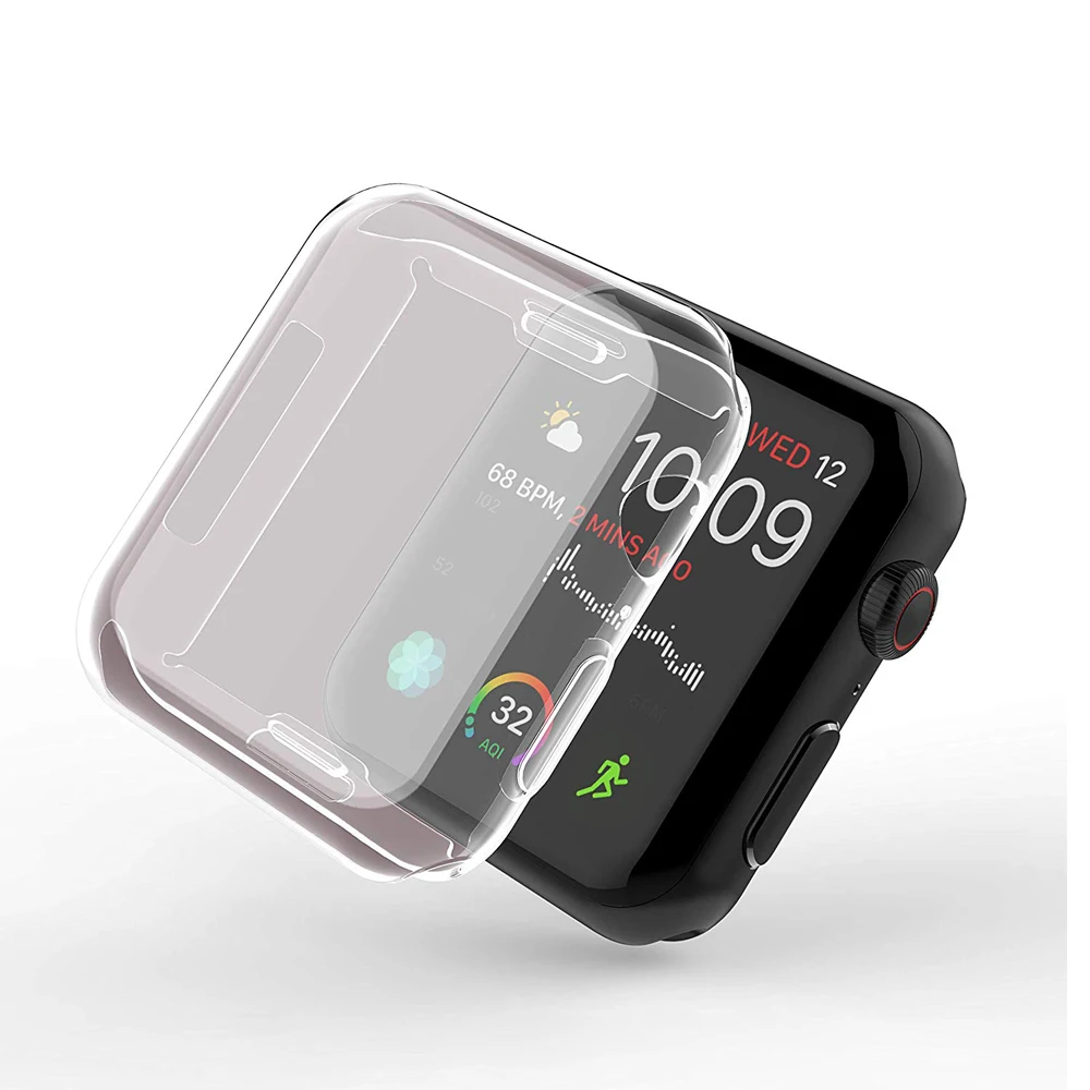 Чехол для защиты экрана apple watch 5 4 чехол iwatch 44 мм 40 полностью мягкий силиконовый