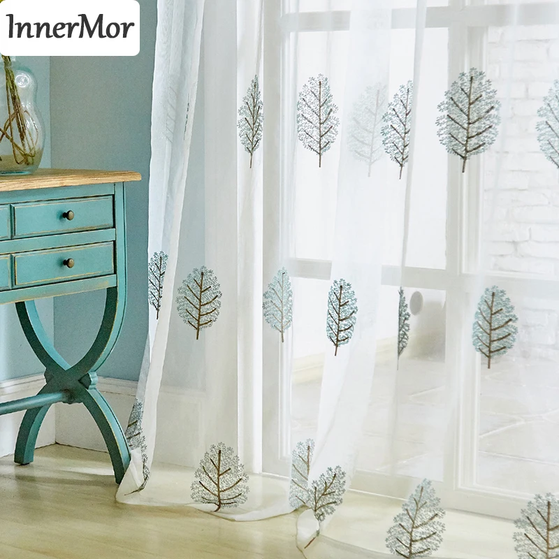 Innermor вышитые лесные белые тюлевые шторы для гостиной из искусственного льна