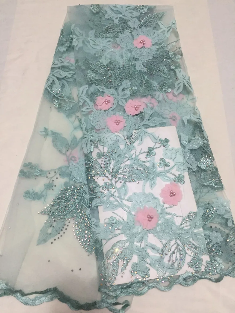 

New Nigerian Lace Fabrics For Wedding 2018 African French Lace Fabric High Quality 3D Beaded And Stones Applique Lace Trim CDF94
