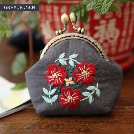 grey 8.5cm Легкая вышивка DIY цветы сумки кошелек сумочка, Набор для вышивки крестом для начинающих Рукоделие Шитье ремесло подарки другу - Цвет: grey 8.5cm