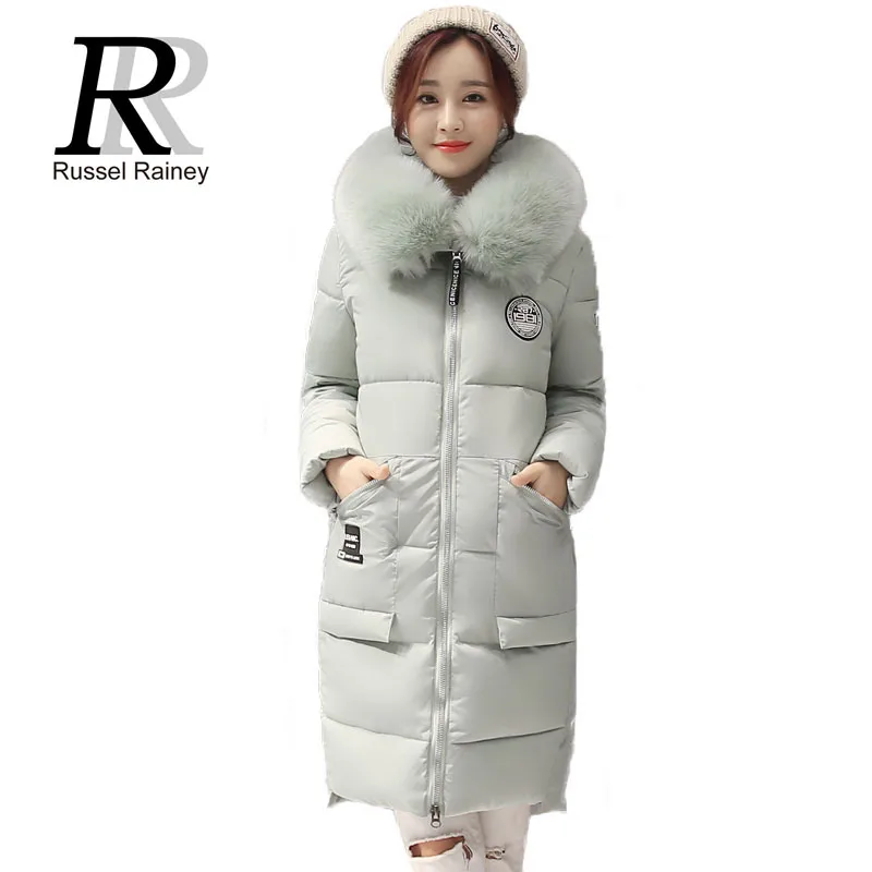 RR Женские Зимние Пальто Мода Длинные Искусственного Меха Воротник Капюшоном