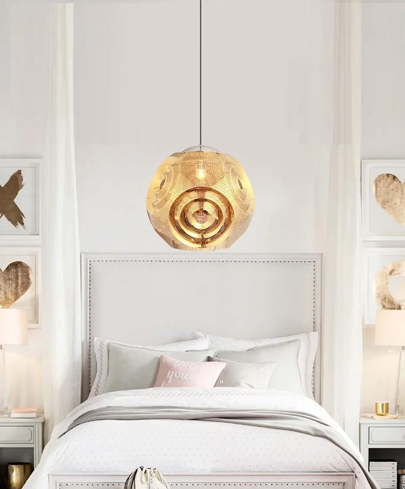 Простой современный подвесной светильник в форме шара из нержавеющей стали