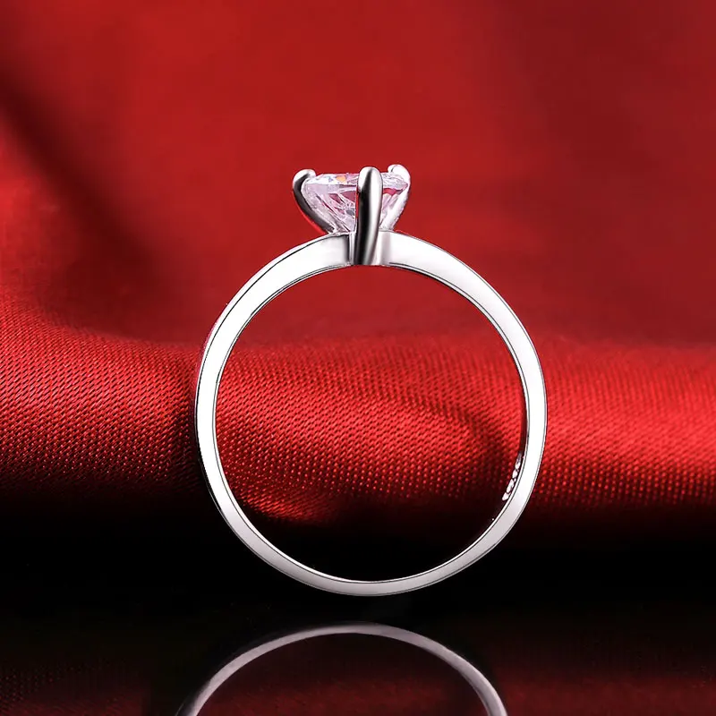 

Solid Real Original solid products fashion 925 sterling silver wedding engagement ring for women Simple Rings R1900