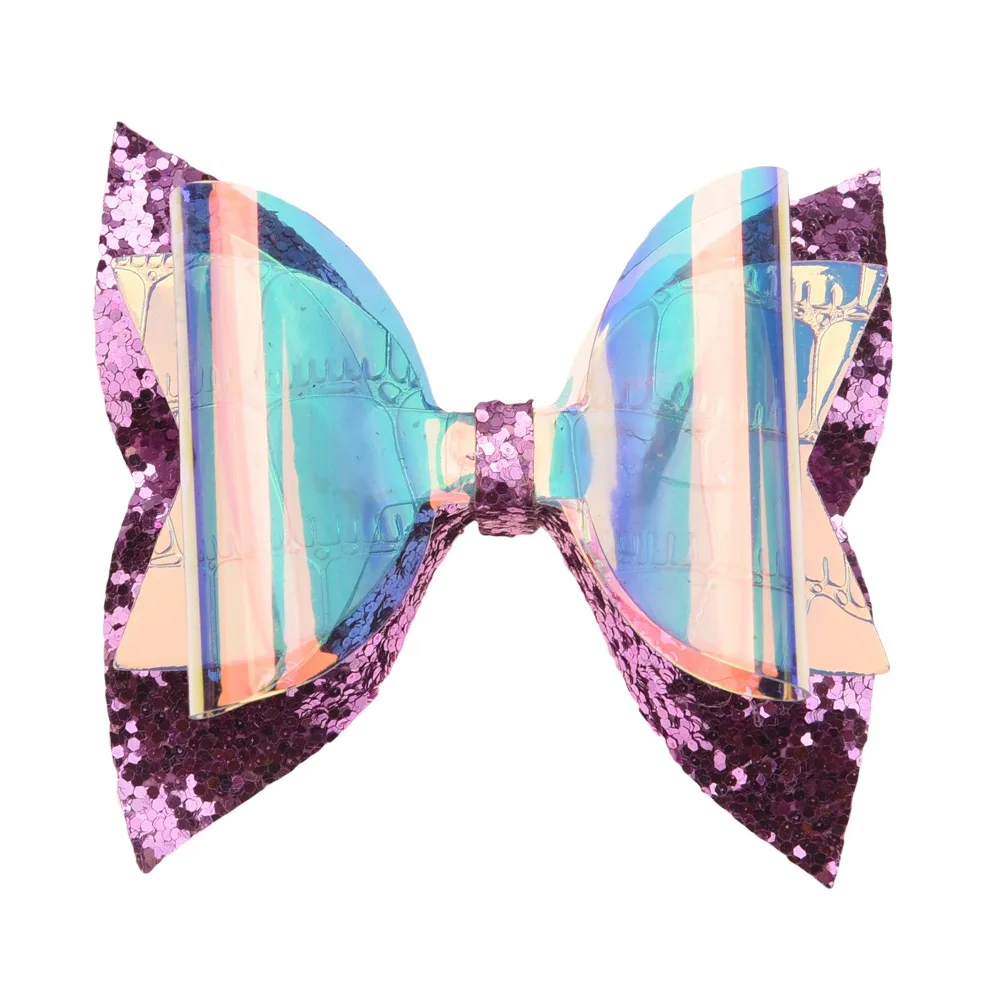 5PCS 2.5inch Glitter Bow Waterproof bows Sequin Hair Bows Boutique Hair Accessories Jelly Bow Hairclip Barrette