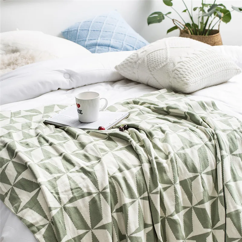 COMFEEL Blanket for Sofa Beds Cotton Knitted Geometric Multifunction Warm Weighted Child Adult Rest Sleep Throw | Дом и сад