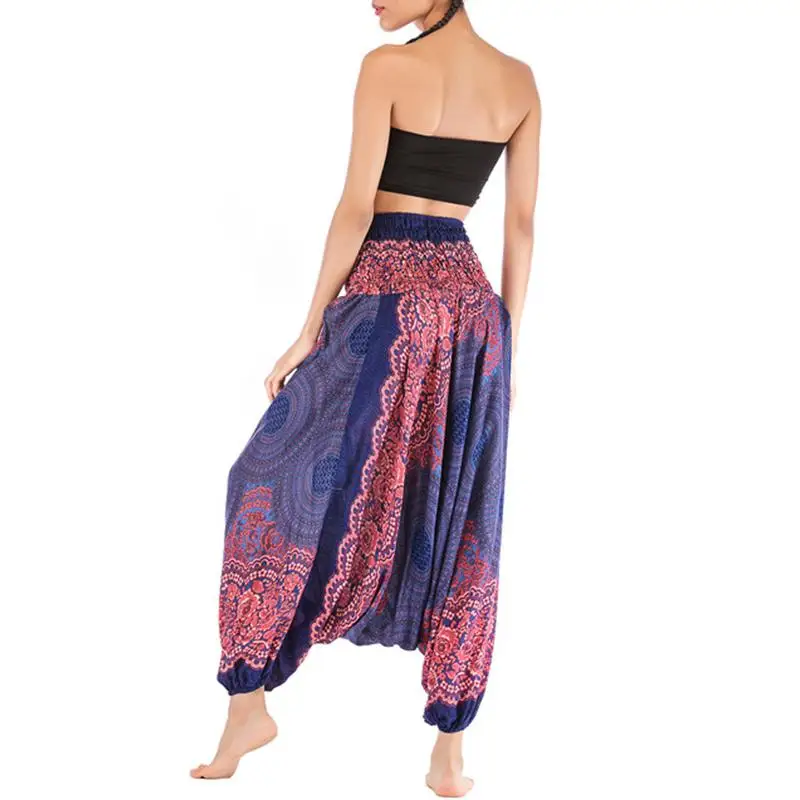 Летние Осенние брюки для женщин, широкие брюки, Boho Aladdin, шаровары, pantalones mujer, свободные богемные штаны с высокой талией