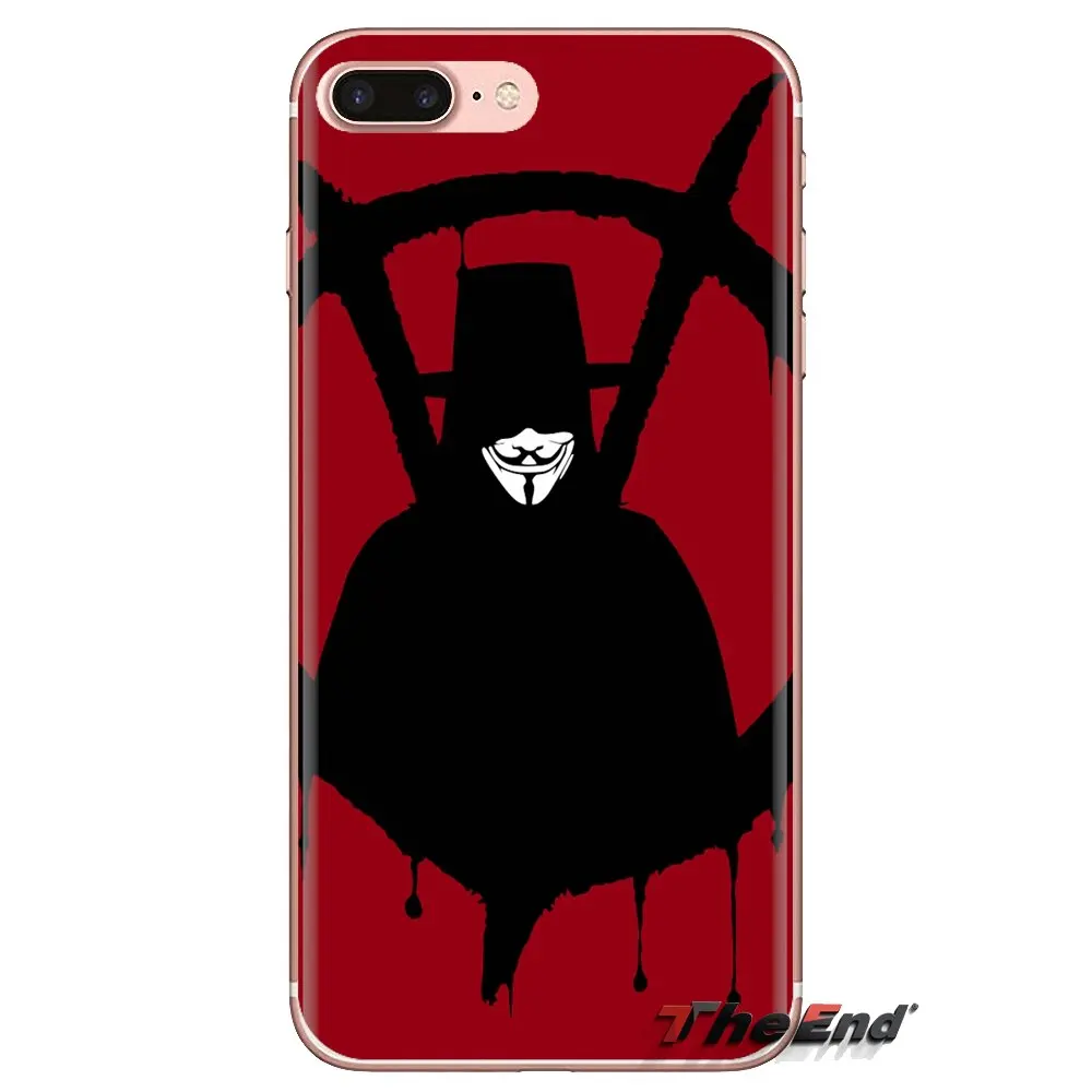 For iPod Touch Apple iPhone 4 4S 5 5S SE 5C 6 6S 7 8 X XR XS Plus MAX Transparent TPU Shell Covers Anonymous Mask V Vendetta |