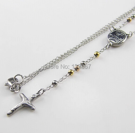 Женское Ожерелье из нержавеющей стали с золотыми бусинами 3 мм | Украшения и