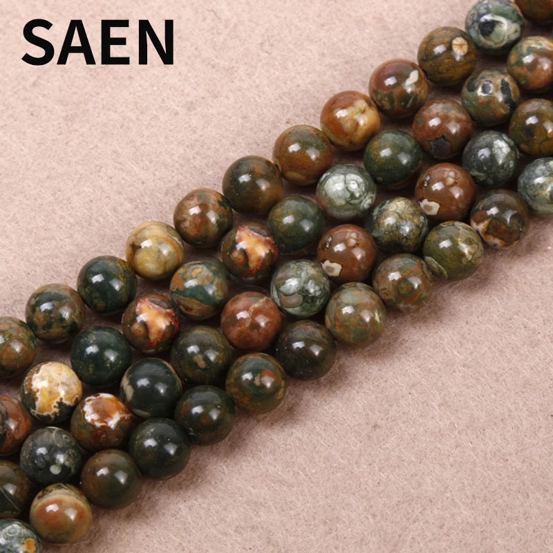 

SAEN Naturl Stone Beads Rhyolite Jaspers kambaba jaspers beads for jewelry making 4 6 8 10 12MM spacer beads wholesale lots bulk