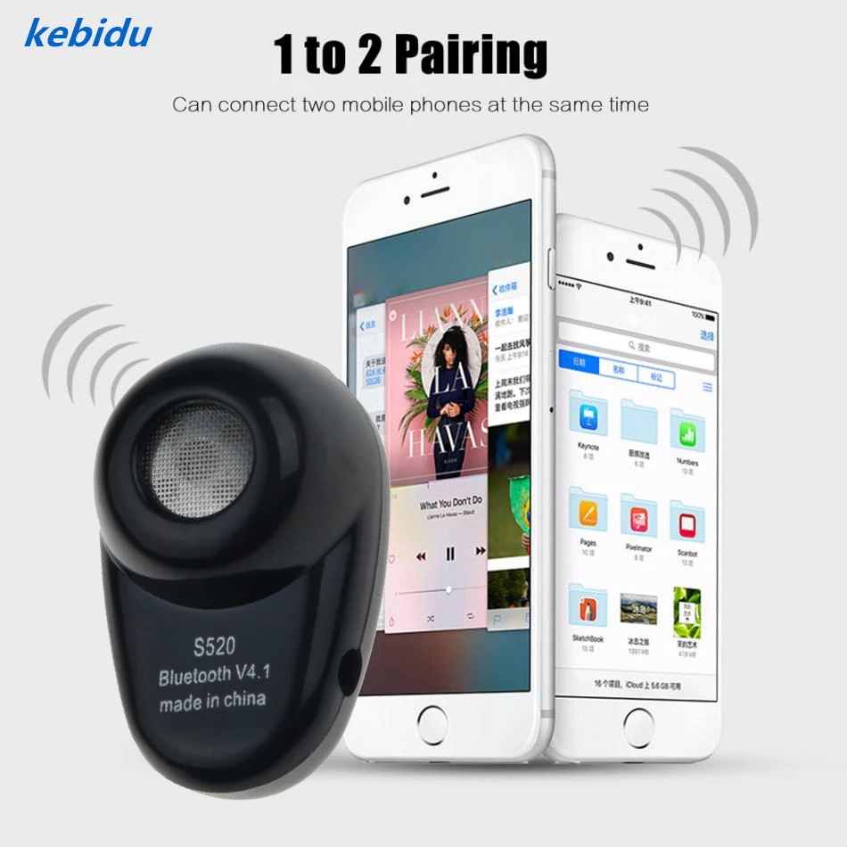 Kebidu Лидер продаж Mini S520 беспроводные наушники-вкладыши Bluetooth V4.1 спортивные