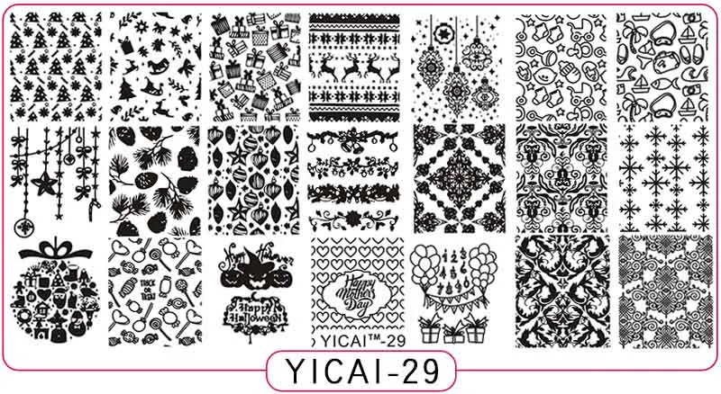 Новинка Konad пластины для штамповки ногтей 6,5*12,5 см YICAI шаблон дизайн ногтей Stempel штамп с лаком для ногтей шаблоны для ногтей - Цвет: 29