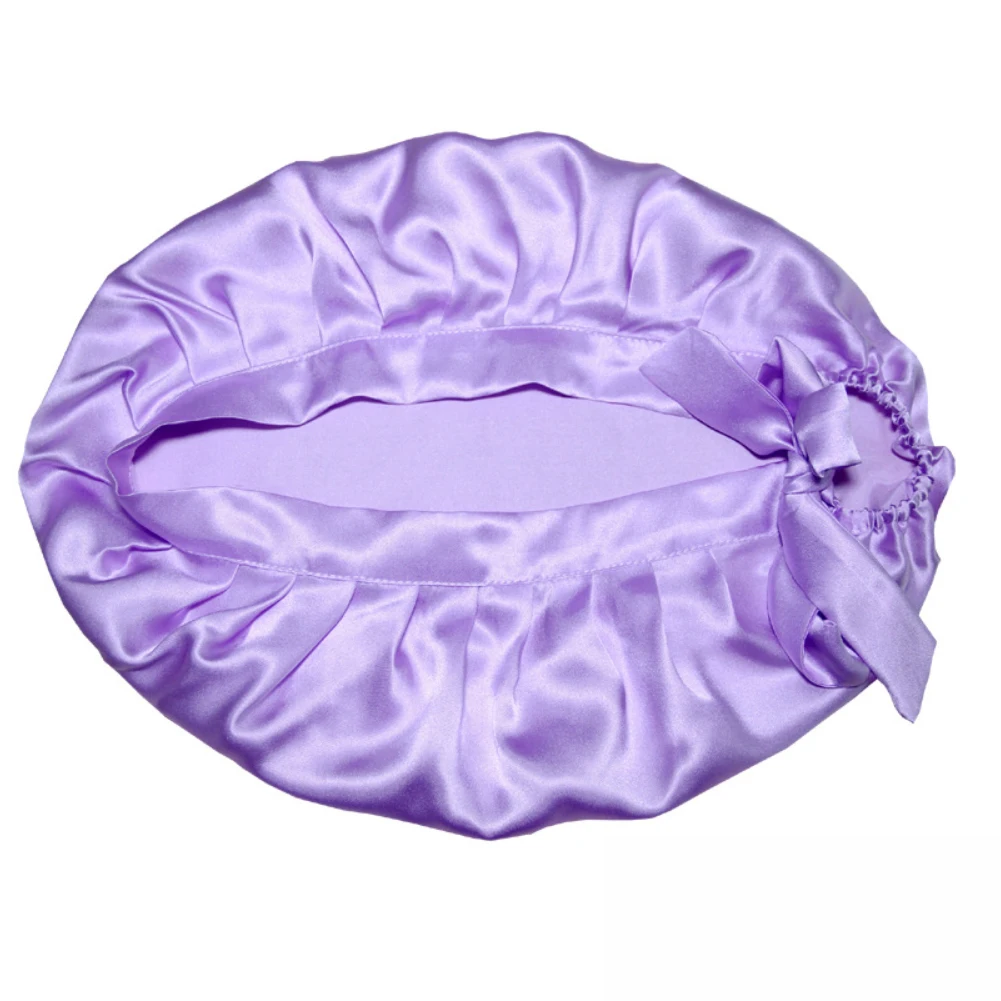 Light Purple Однотонная Мягкая Шелковая дышащая женская ночная шапка-тюрбан для ухода за волосами колпак для сна головной убор банный Инструмент Мода - Цвет: Light Purple