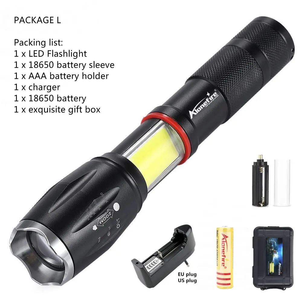 PACKAGE L AloneFire G701 Многофункциональный зум светодиодный фонарик 5000лм CREE XML T6 фонарь COB лампа магнит AAA 18650 перезаряжаемая батарея - Испускаемый цвет: PACKAGE L
