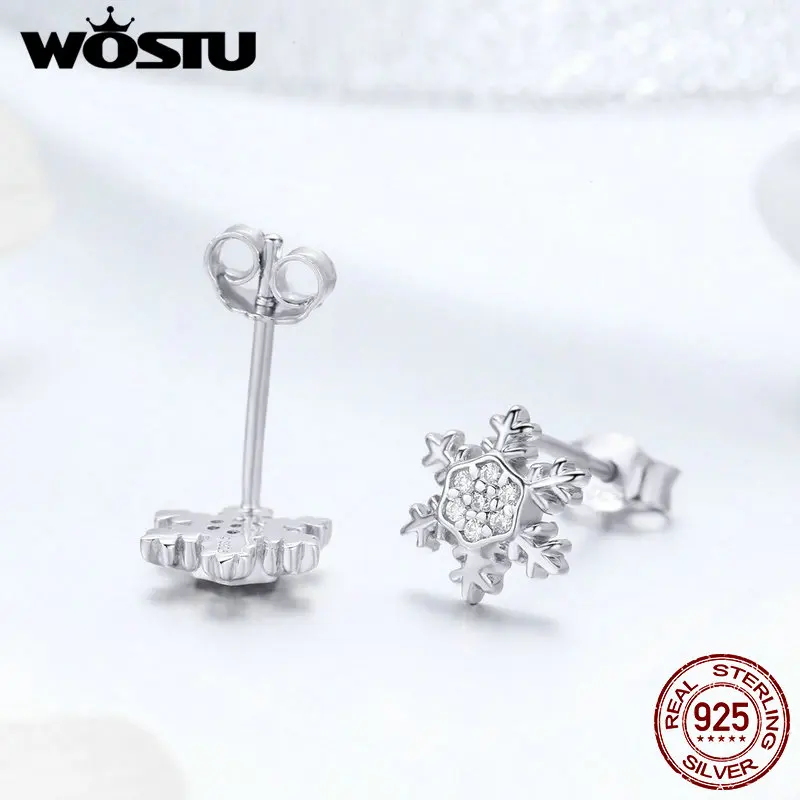 Женские серьги гвоздики WOSTU элегантные из стерлингового серебра 925 пробы с