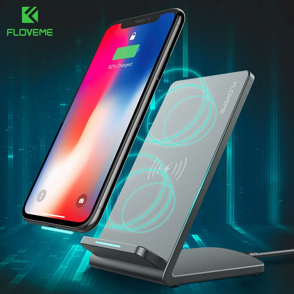 Беспроводное зарядное устройство FLOVEME Qi для iPhone X XS MAX XR 8 Plus Samsung S10 S9 S8 Note 10 быстрая