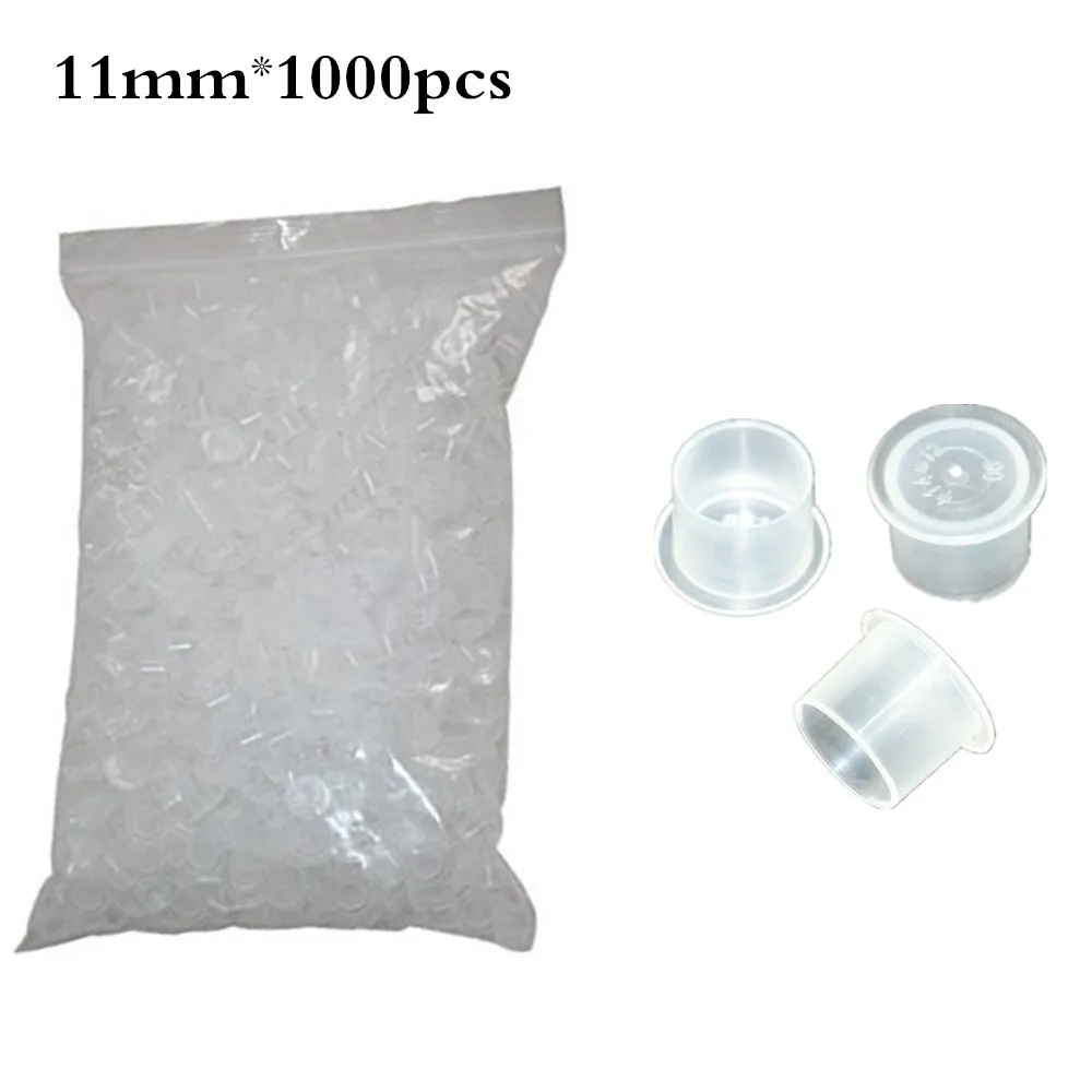 

1000pcs Small Size 11mm Tattoo Plastic Ink Cups Caps Self-Standing Clean Transparent Permanent Makeup Pigment Holder