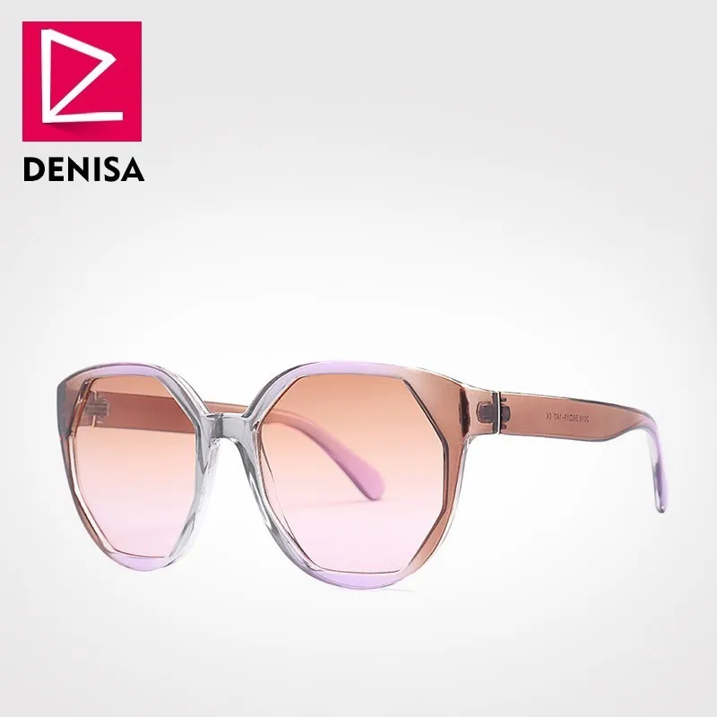 Orange Sunglasses DENISA Полигональная линза градиентная оправа для очков женские солнцезащитные очки новые синие Розовые Квадратные мужские солнцезащитные очки большие винтажные очки UV400 G2016 - Цвет линз: Orange Sunglasses