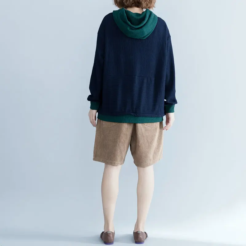 

BIG SIZE 4XL Spring Autumn Women Fashion Elegant Color Block Tops Ladies Female Plus Large Cotton Loose Hoodies Sweatshirt