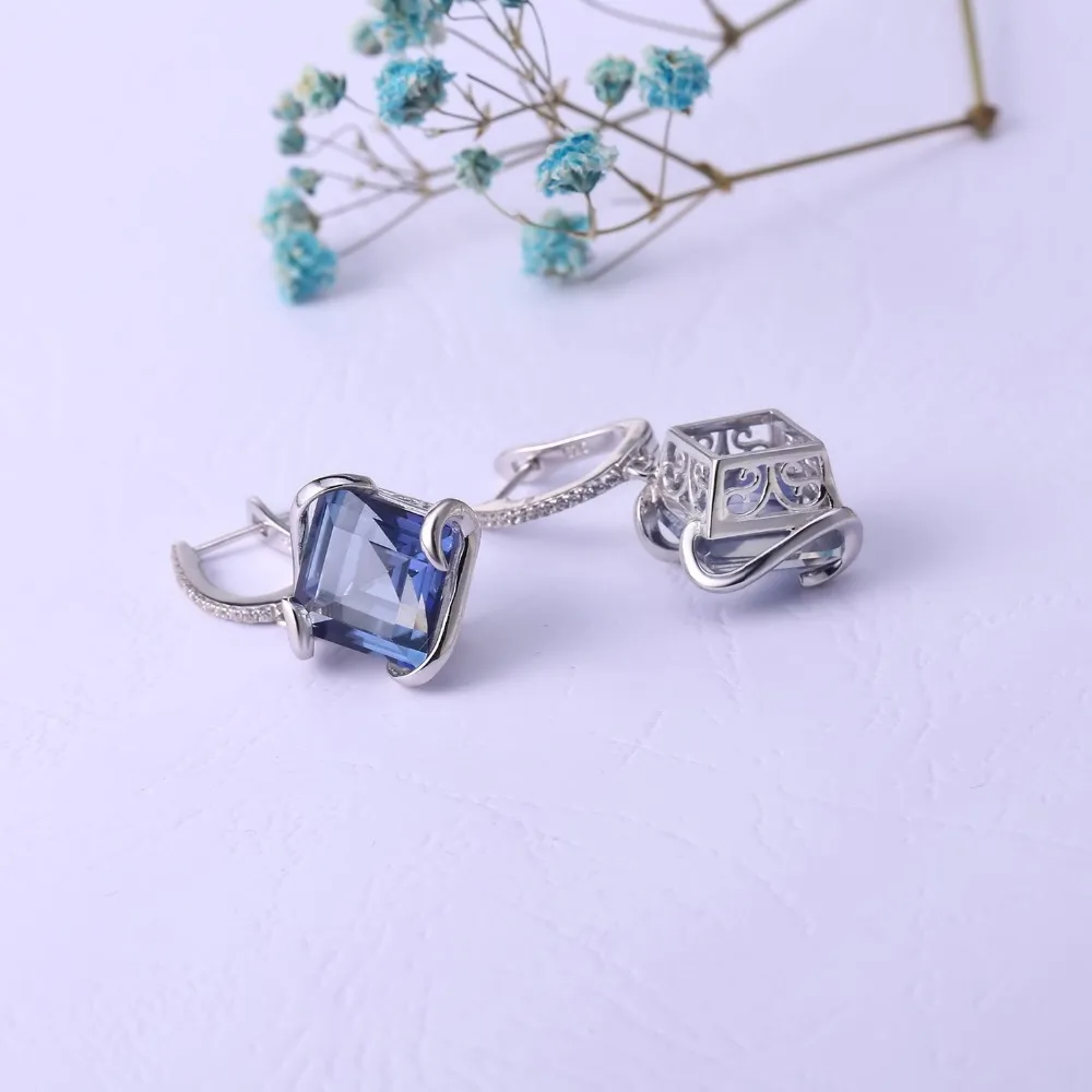Женские серьги капельки GEM'S BALLET классические квадратные из стерлингового