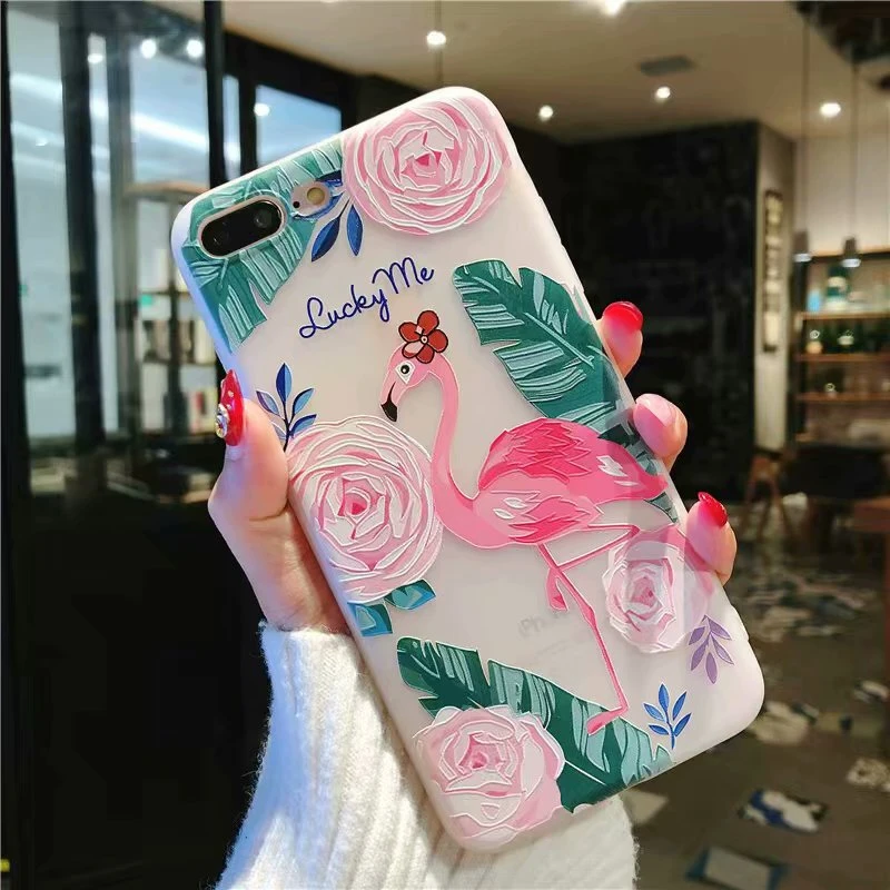Чехол для телефона с цветочным рисунком фламинго iphone 5 5S SE 10 X мягкий ударопрочный