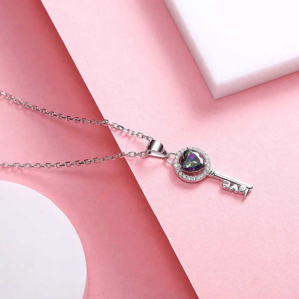 Ожерелье женское из серебра 925 пробы с фианитом|valentine day gift|pendant necklaceheart jewelry |
