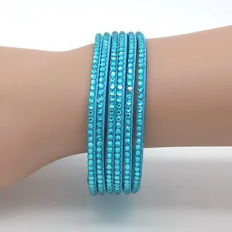 Модные 6-слойные браслеты Slake кожаные с кристаллами парные ювелирные изделия