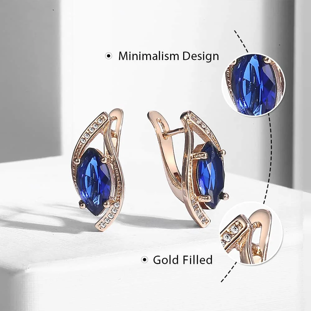 Davieslee 5Pcs/Set Teardrop Leaf Paved CZ Earrings for Women Cubic Zirconia 585 Rose Gold Filled Womens Elegant Earrings DGEF02