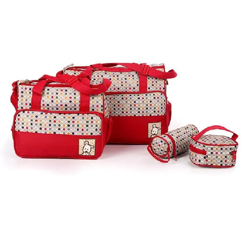 Red Набор 5 комплектов Мама сумка для детской бутылочки материнская карманная сумка/Сумочка для детской тележка коляска бутылочка для кормления матрас для еды honeyco - Цвет: Red
